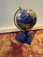 Small Gemstone World Globe Desk Decor Semi Pr...