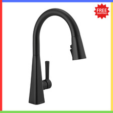 Delta Lenta Matte Black Kitchen Faucet Pull-Down Sprayer Magnetic Docking 19802Z