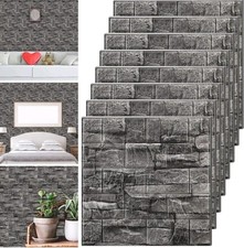 10PCS 3D Wall Panels Peel and Stick Brick Wallpaper 10PCS, Black