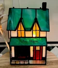 Vintage Tiffany Style Stained Glass House,Tailors Shop,Lighted Lamp, 1997  EUC