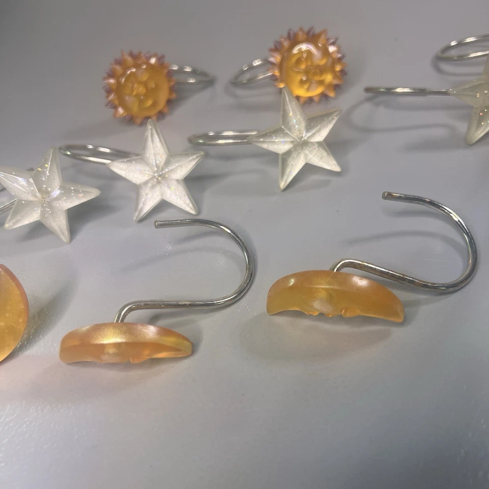 Sun Moon And Star 淋浴帘钩 whymsical 童话核心装饰 11 件套 — 第 3/4 张图片