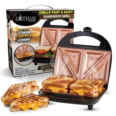 Gotham Steel Nonstick Panini Press Sandwich Maker, 2in1 Breakfast Sandwich Ma...