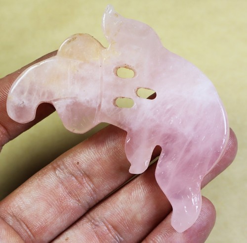 Natural Pink Rose Quartz Crystal Stone Carved Ghost Carving Reiki Healing / Gift - Picture 7 of 9