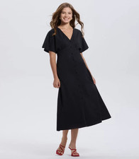 Women's Short Sleeve Button-Down Flared Midi A-Line Dress A New Day SZ S 467-39