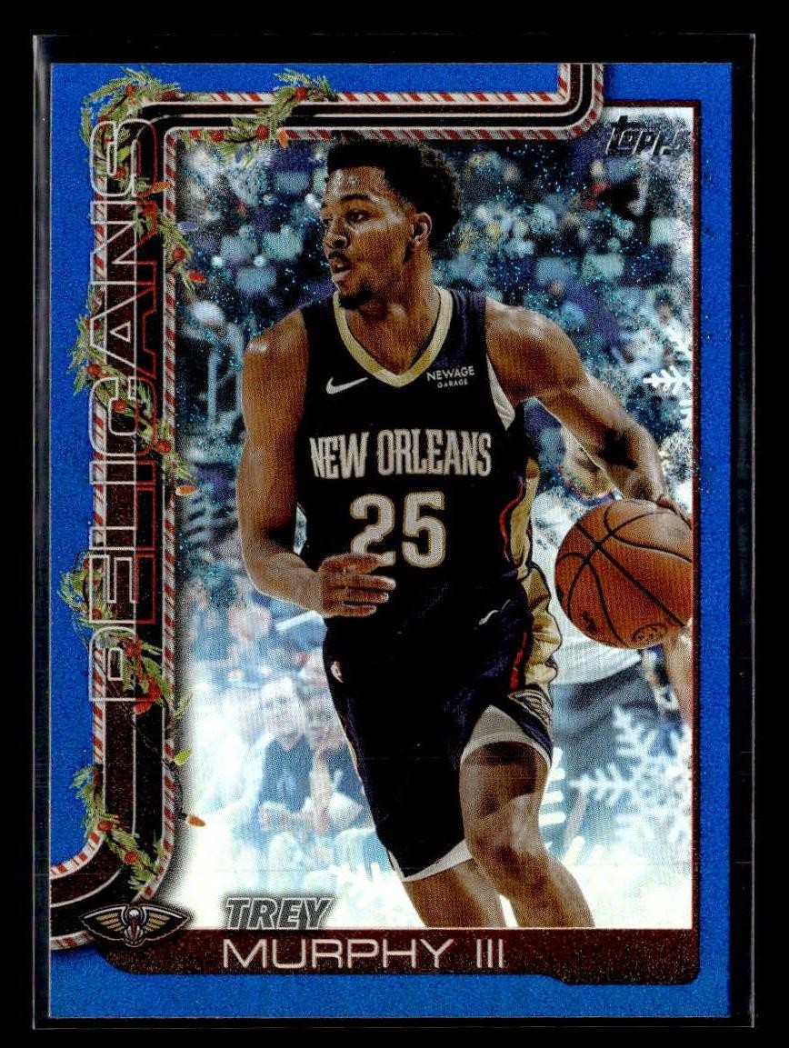 2025-26 Topps Holiday #H152 Trey Murphy III Blue Metallic Glitter Holiday card