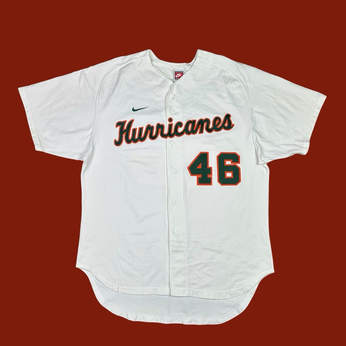 Rare Miami Hurricanes NCAA #46 Baseball Game Used Jersey Nike Size
