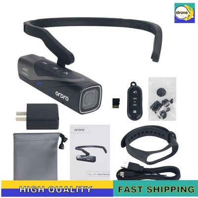 Ordro EP8 Black 4K Gimbal 20MP Head Mounted Camera Wifi Sports Camera Full Kit