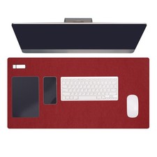 47.2" x 23.6" Large Felt Desk Pad Protector, Upgrade Non-Slip Desk Mat, Wine Red