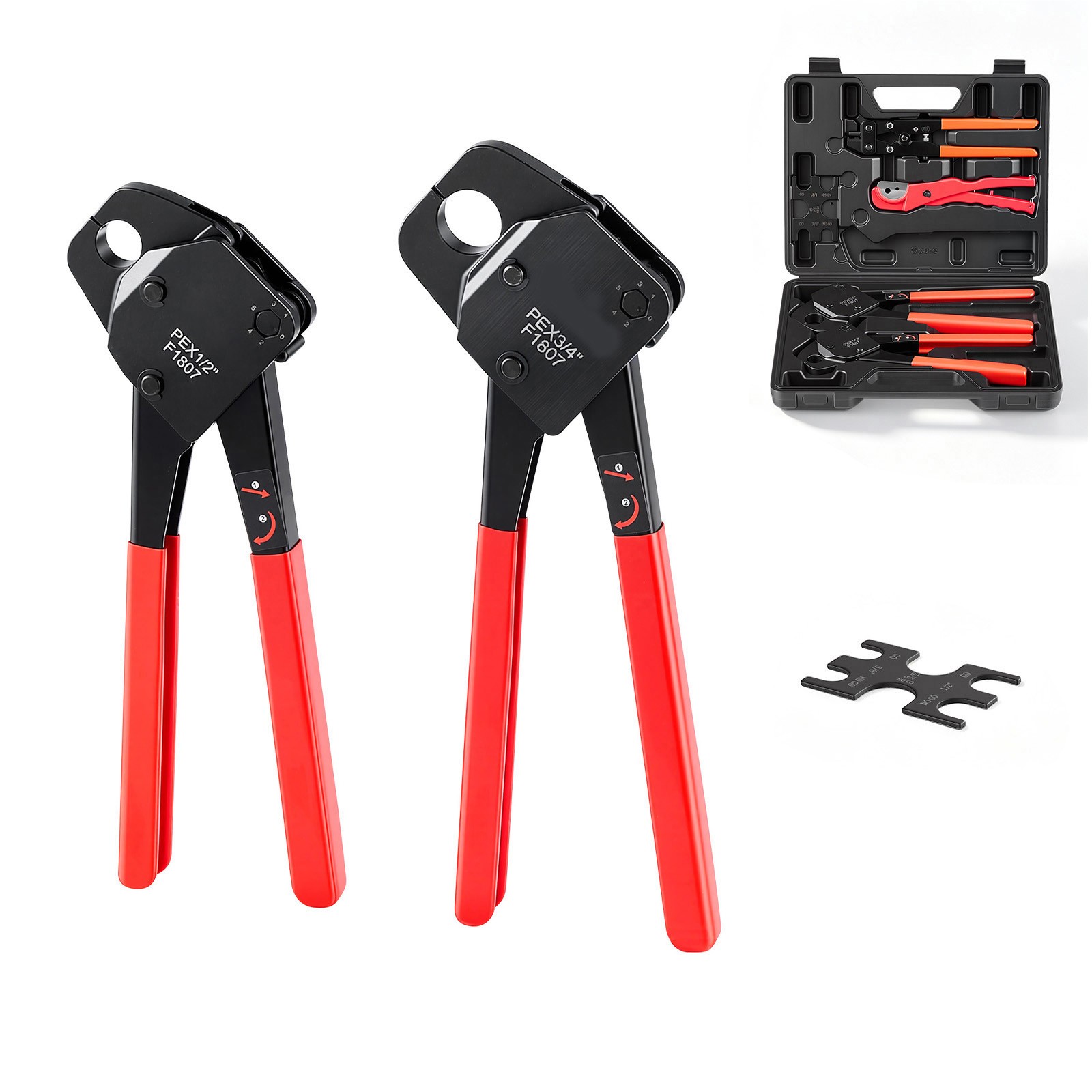 Uimoso Angle Head PEX Crimping Tool Kit for 1/2" & 3/4" Copper Rings