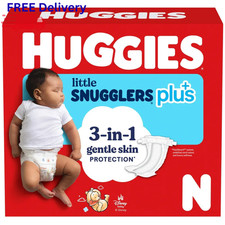 Huggies Plus Newborn Baby Diapers Little Snugglers Extra Absorbent Bulk 148 CT 0.36 per diaper