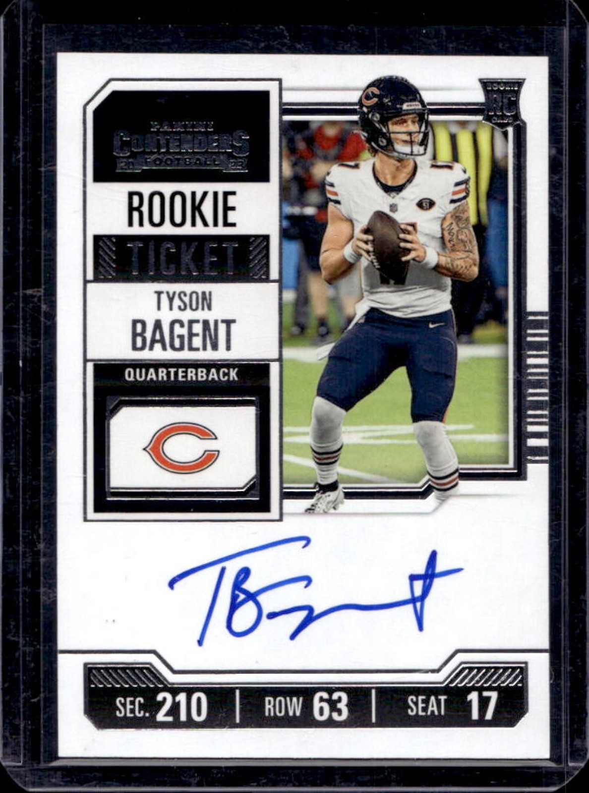 2023 Contenders Tyson Bagent Rookie Auto RC #139 Bears