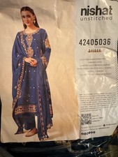 salwar kameez unstitched 3pc set navy and gold