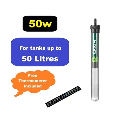 50w Fish Tank Aquarium Heater Submersible - Adjustable Thermostat 50L Tropical - Image 1 of 4