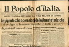 Giornale Il Popolo d Italia 1941 Seconda Guerra La Battaglia 9 Milioni di Uomini
