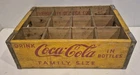 Vintage Yellow & Red Coca-Cola Family Size Wood Crate For 12 Bottles Orig 1950s