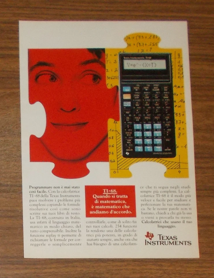 Seltene Werbung TEXAS INSTRUMENTS TI-68 Taschenrechner 1991 - Bild 1 von 1