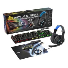 4-Piece PC Gaming Bundle with RGB Keyboard, LED Gaming , Pad  Light-Up Heads...