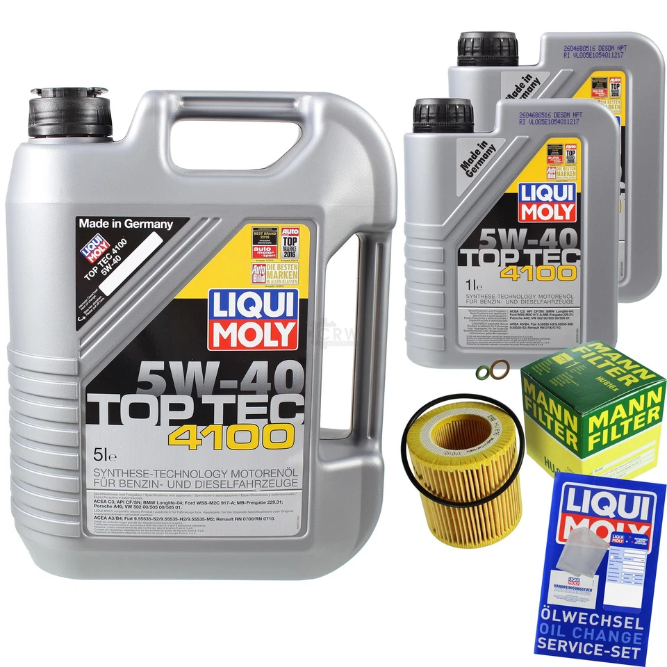 LIQUI MOLY, MANN-FILTER INSPEKTIONSKIT FILTER LIQUI MOLY ÖL 7L 5W-40 für BMW 3er E90 325i 330i 335i