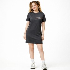 LOVE MOSCHINO T-Shirt Dress Sz 4 Black Logo 100% Cotton Fitted Short Sleeve EUC!