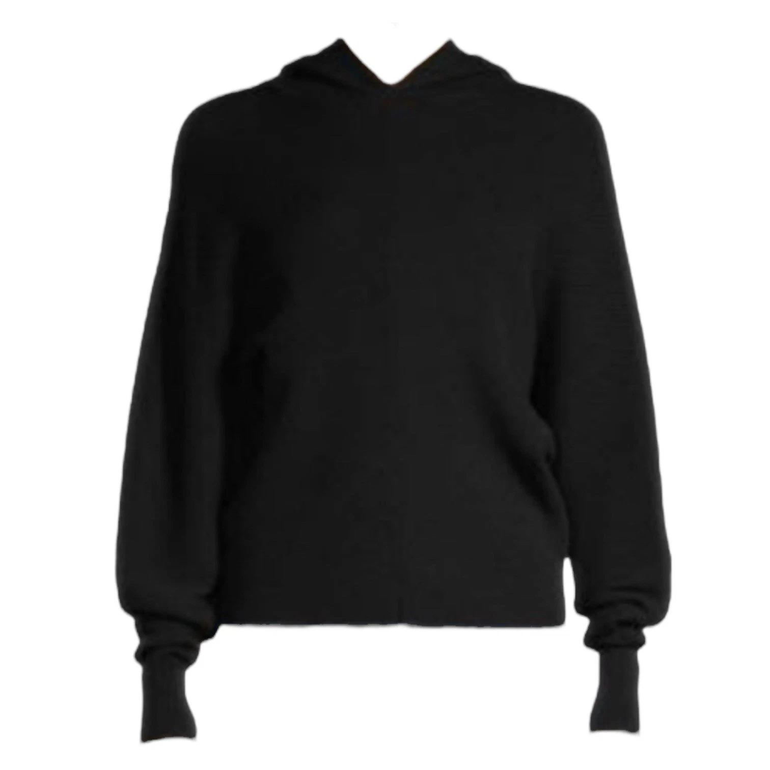 For The Republic Dolman Sleeve Ribbed Hoodie Women’s Medium Black