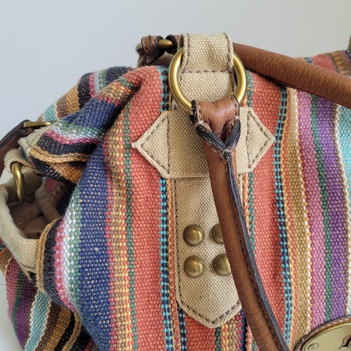 Fossil Keyper Maddox Striped Tapestry Satchel Purse Boho Large  See Descript! - Picture 3 of 23