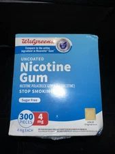 Walgreens Uncoated 4 Mg Nicotine Sugar Free Gum (300 pieces) ~ Original