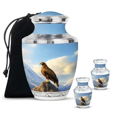 Eagle Ash Holder 10Inch + 3Inch Set Of 2 Cremated Urns for Ashes Decorative