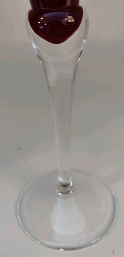 Lenox Crystal Holiday Gems Ruby 2 Champagne Flutes 11" Etched Holly VG Cond 175S - Picture 6 of 8