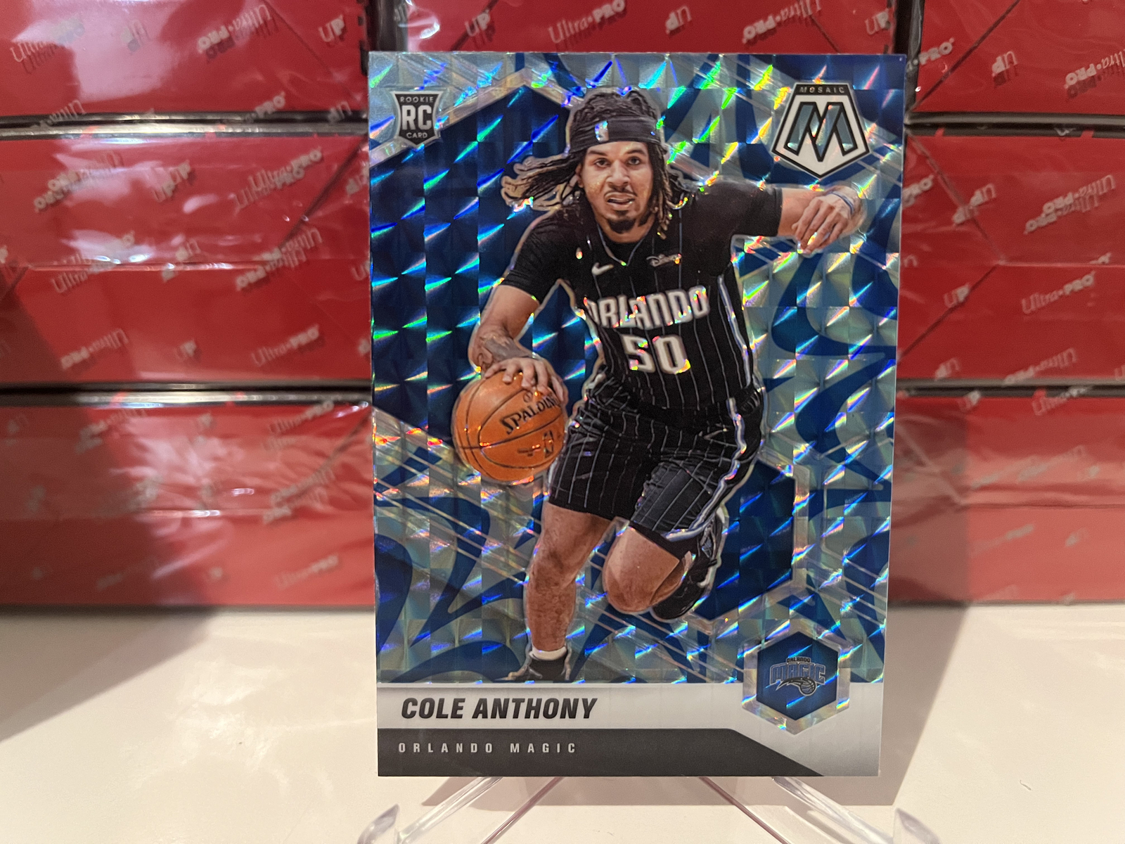 2020-21 NBA Panini Mosaic Cole Anthony #207 Blue Reactive Rookie Card