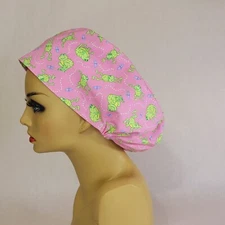 Pink Women Scrub Cap, Surgical, Medical, Doctor, Nurse Hat, Frogs, Ship Free