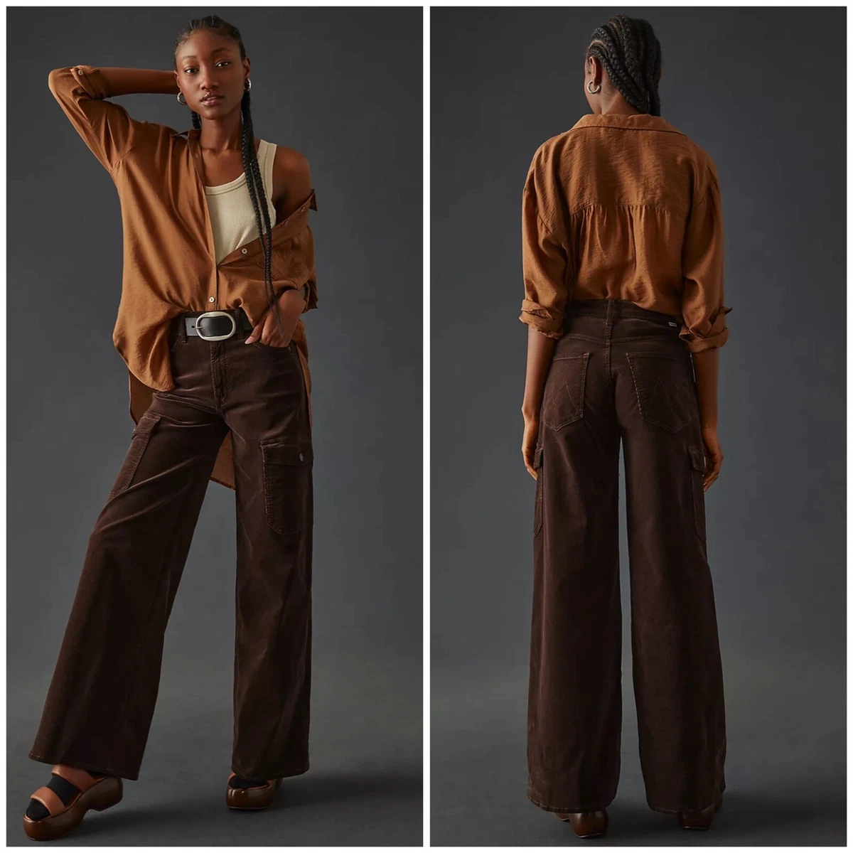 Brown straight leg pants top