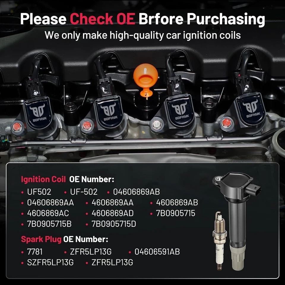 For 2007-2012 Lincoln MKZ 3.5L V6 6X Ignition Coils & Spark plugs UF502 - Imagem 4 de 4