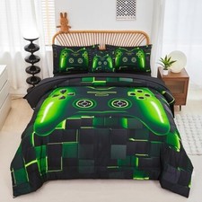 6 Pieces Gamer Bedding Set for Boys Gaming Comforter Full Size, Game Controller 