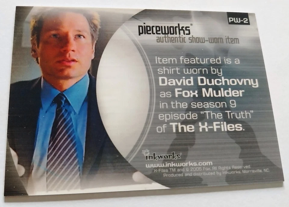 The X Files Connections David Duchovny #PW-2 Pieceworks Costume Trading Card A26 - Image 2 of 2