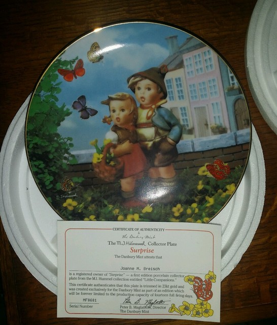 Danbury Mint Hummel "Surprise" collector plate Hummel Collectible W/COA
