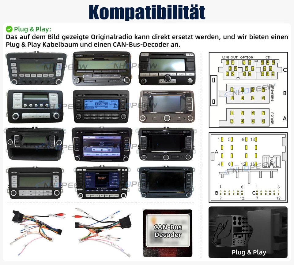 DAB+ 8Core 4+64G Android Carplay Radio Für VW Golf 5 6 Polo T5 Touran Passat GPS - Bild 3 von 4