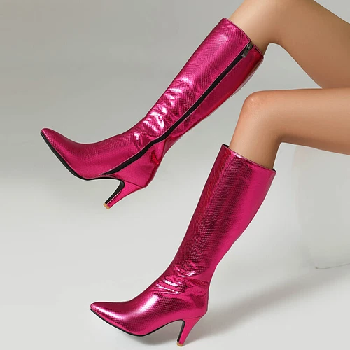 Women Ladies Kitten Heel Fall Winter side Zipper Knee High Riding Boots Shoes Sz - Imagen 15 de 25