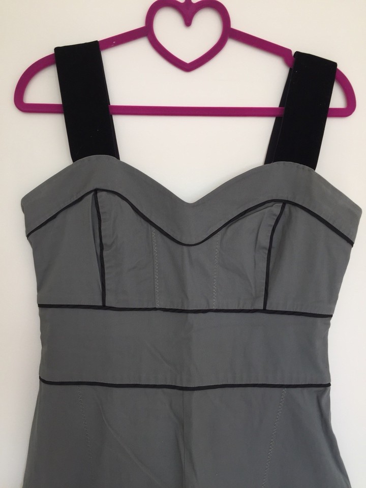 Fit and flare dress with velvet straps size 10