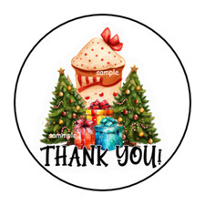 30 THANK YOU CHRISTMAS STICKERS ENVELOPE SEALS LABELS 1.5" ROUND SMALL BUSINESS