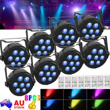 8X 105W Par Light Stage Light RGBW 7LED DMX DJ Disco Wash Party Lighting Remote