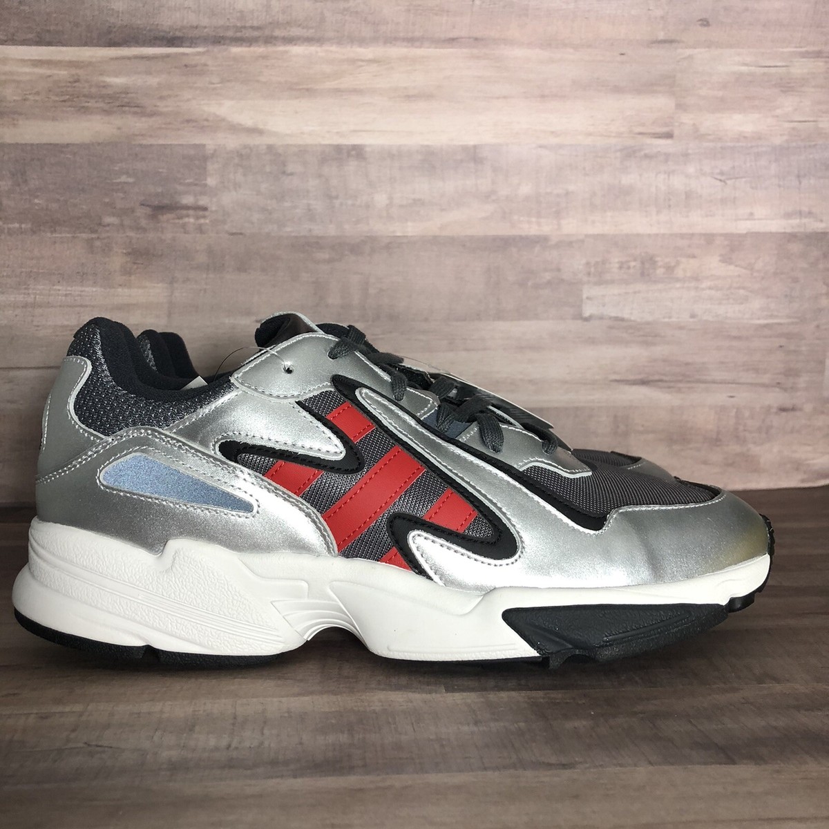ADIDAS Yung-96 Chasm Grey Red Silver Running Shoes EE7240 Men's Size 10  Retro