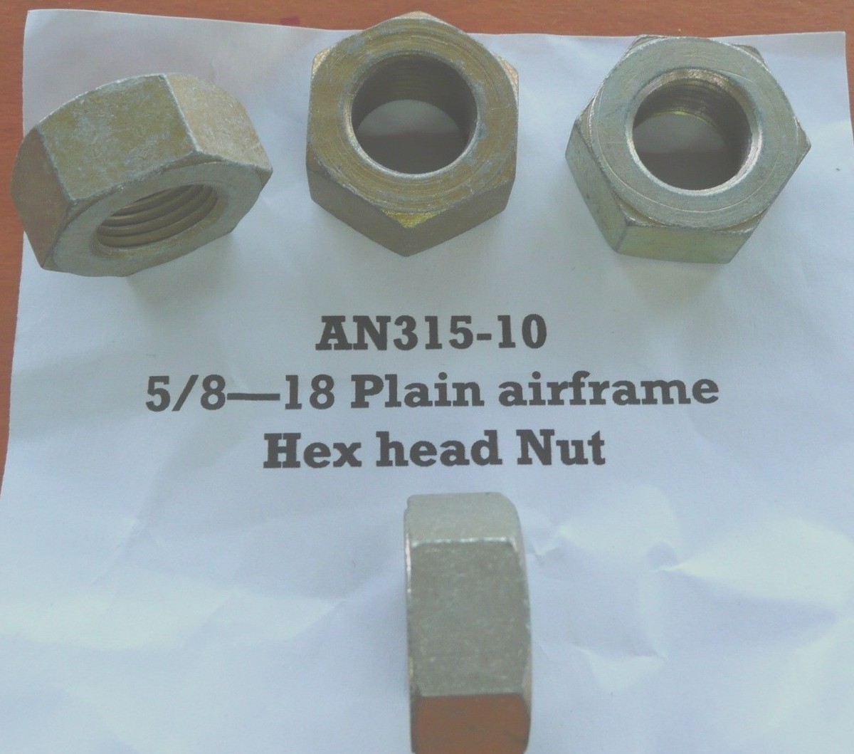 4) NEW AN315-10 Airframe Hex Head Nut 5/8-18 Thread Size