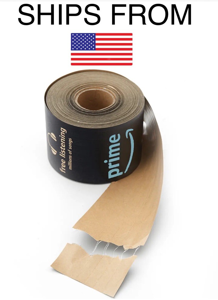 FAST 📦💨 1Roll 76mm*50m Carton Sealing Wet Water Kraft Paper Tape,Amazon Tape