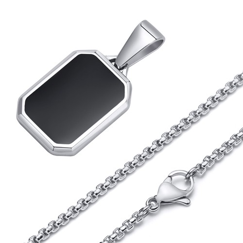 Vnox Men's Stainless Steel Necklace Square Pendant Box Chain Sport Boy Collar - Picture 9 of 20