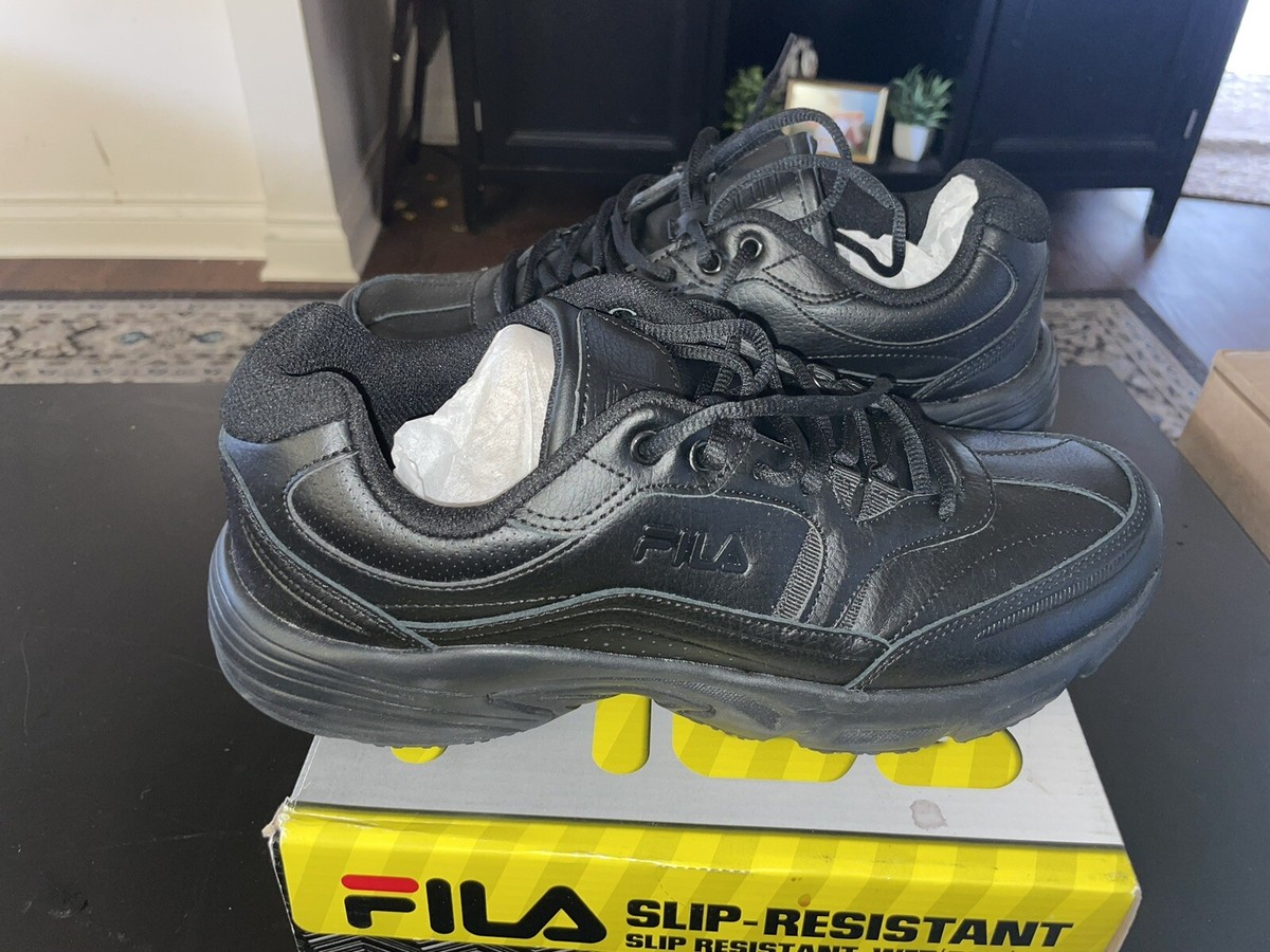 Fila Memory Workshift Slip Resistant Mens Black Work Safety Shoes