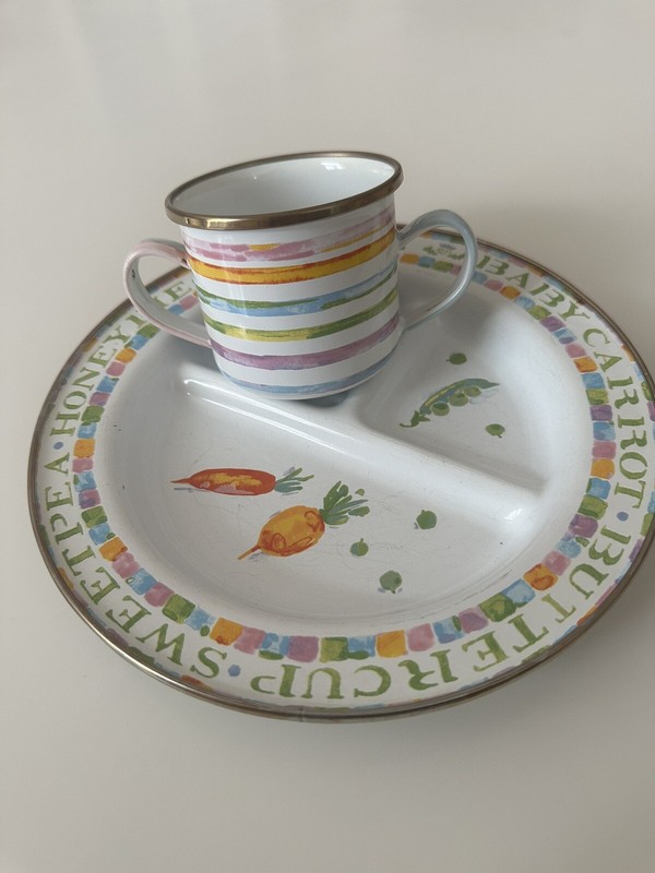 Mackenzie Childs Baby Bowl and Cup Enamelware