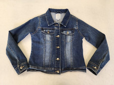 Childrens Place Dark Faded Denim Jean jacket Kids XL Stretch Long Sleeve Trucker