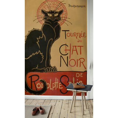 Ablösbar Fototapete Chat Noir Kunst Wanddekoration Vintage Wandgemälde