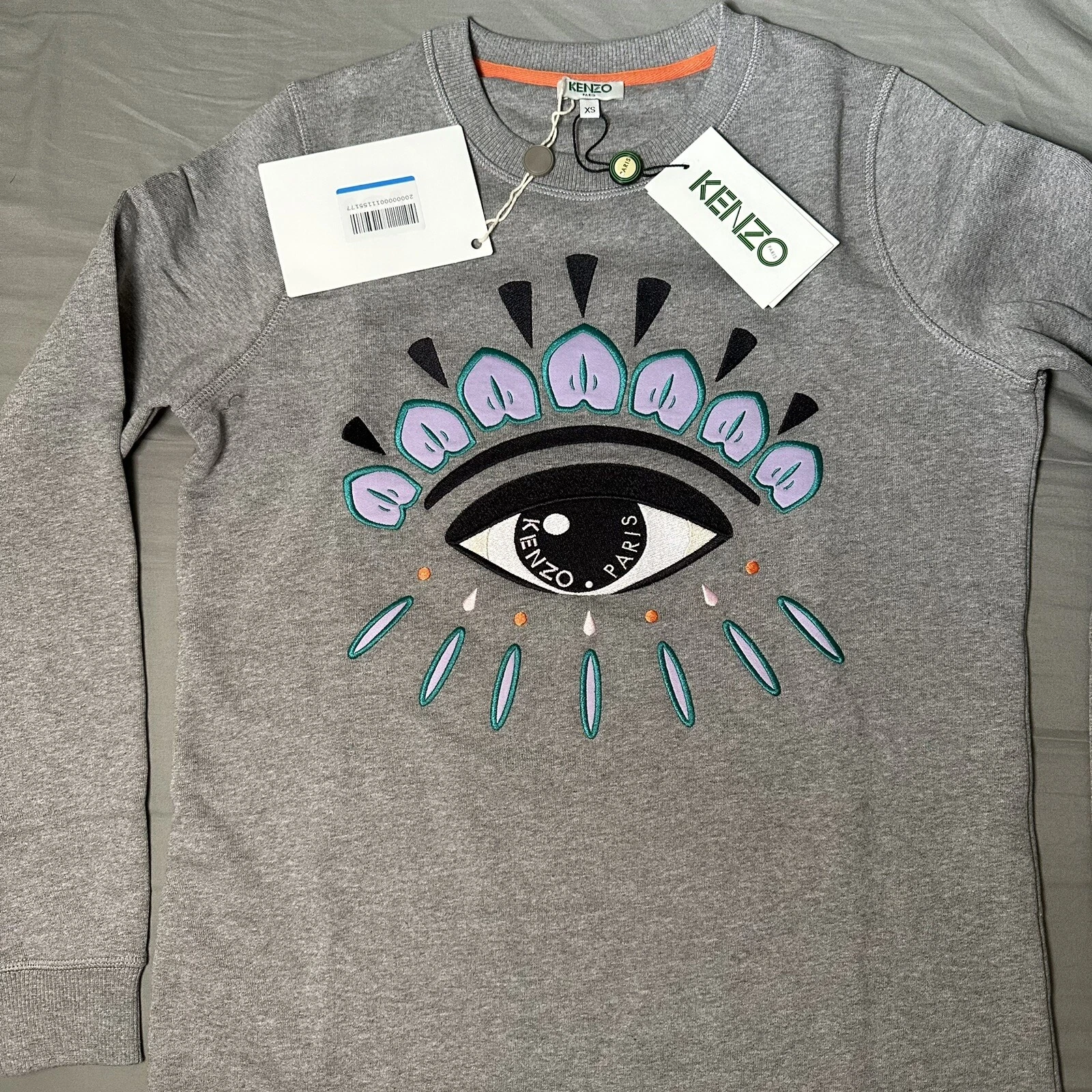 Nuova felpa Kenzo Nagai Eye abito grigio taglia XS US 2