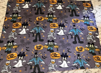 Halloween Fleece Fabric Purple Scare Up Fun Mickey Minnie Donald Goofy Bats